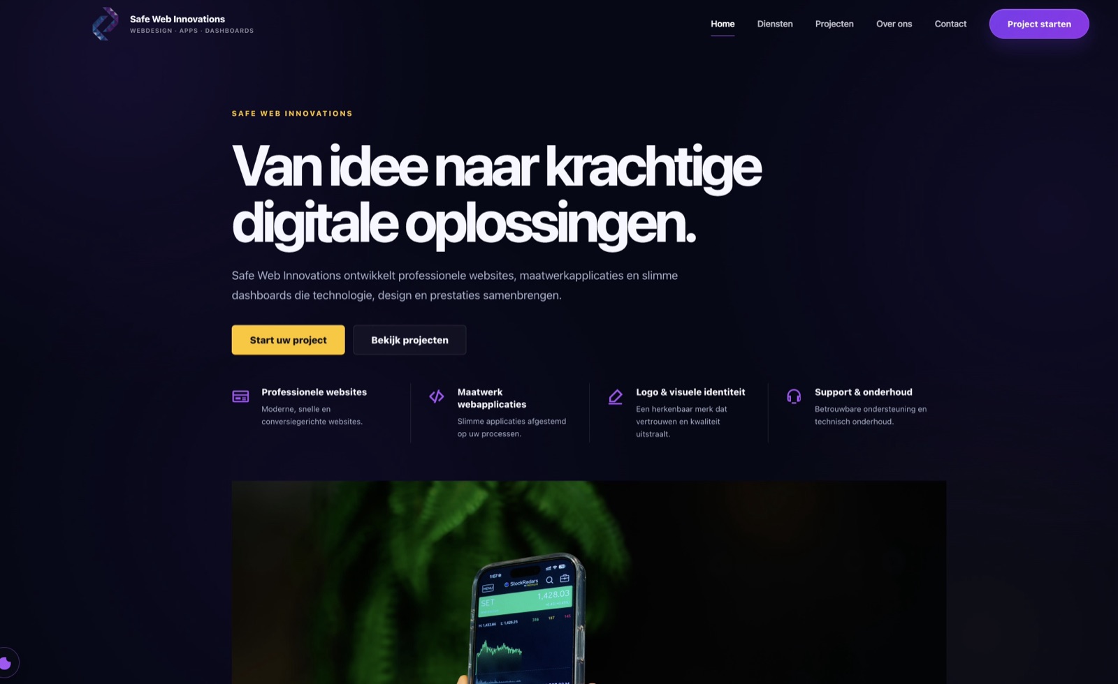 Corporate website van Safe Web Innovations